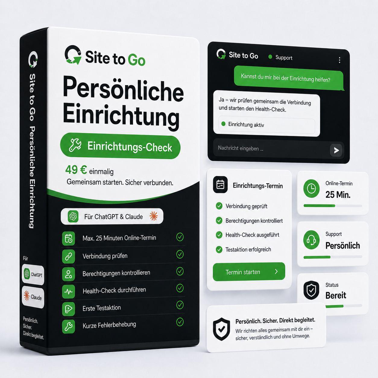 Produktgrafik für die persönliche Einrichtung von Site to Go